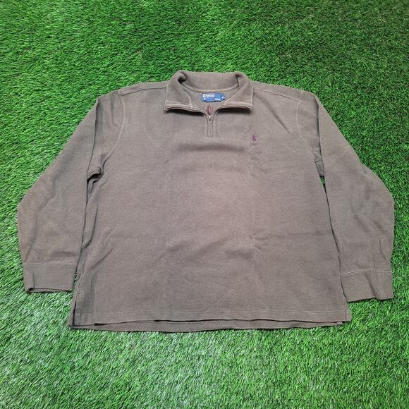 VTG Y2K Polo Ralph Lauren Pullover 1/4 Zip Sweater Mens XL (Fits XXL) Oversized - Picture 1 of 6